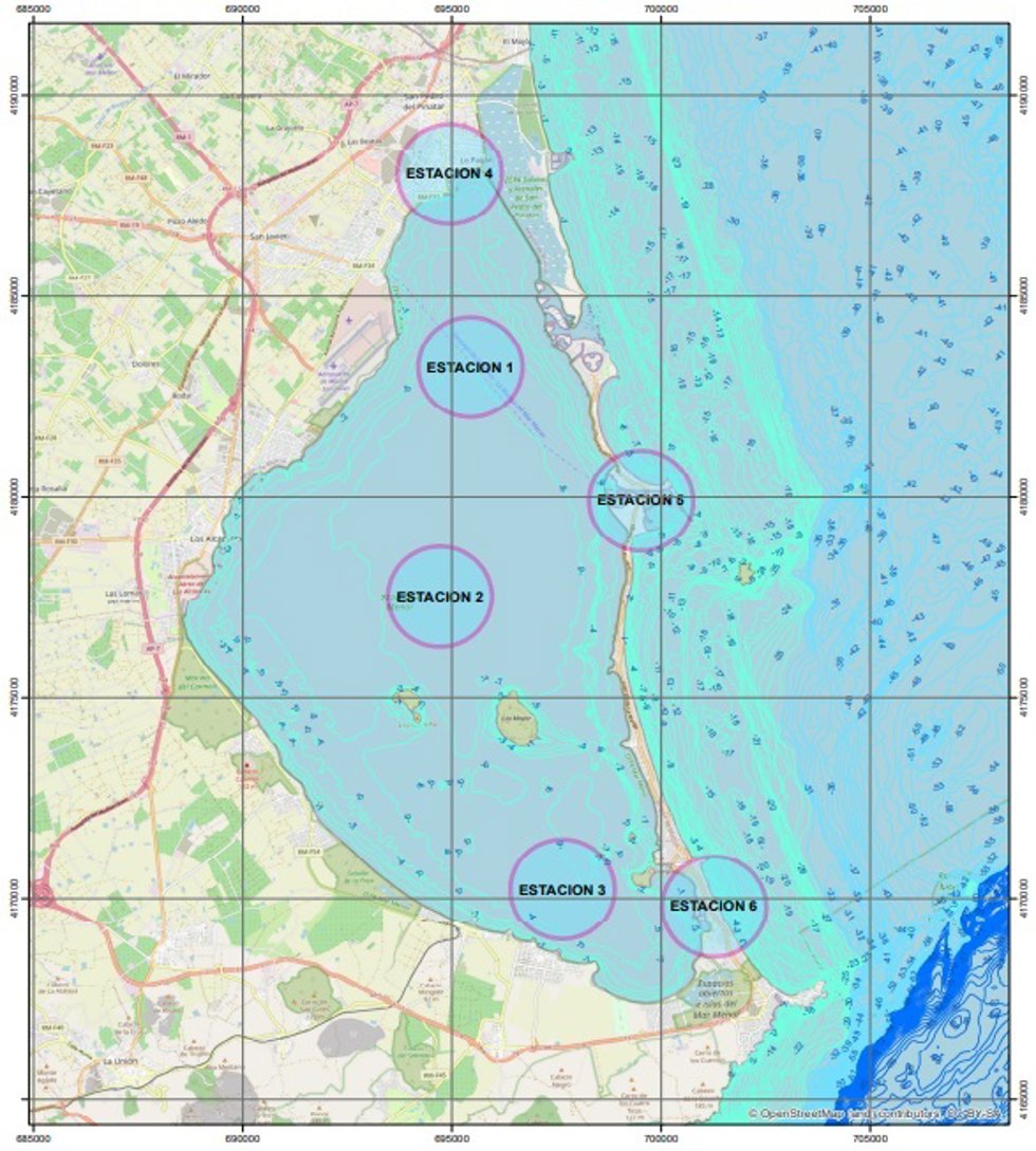 Mapa de la situación de las boyas