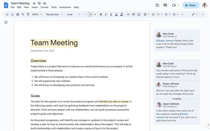 Nueva interfaz de usuario para Google Docs.