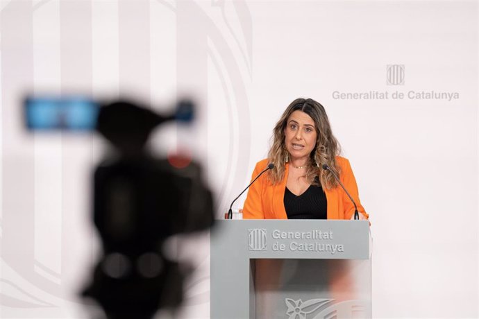 La portavoz del Govern, Patrícia Plaja, ofrece una rueda de prensa tras el Consell Executiu semanal, en el Palau de la Generalitat, a 7 de marzo de 2023, en Barcelona, Catalunya (España). Durante la rueda de prensa, la consellera de Igualdad y Feminismo