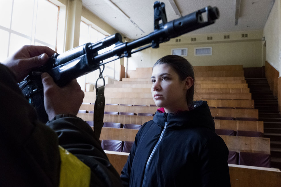 Ukrainian women's resistance against the Russian invasion.