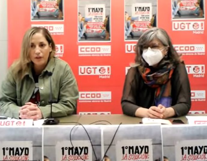 Archivo - Las líderes de CCOO y UGT Madrid, Paloma López (derecha) y Marina Prieto (izquierda)