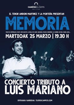 Cartel del concierto 'Memoria' en homenaje a Luis Mariano