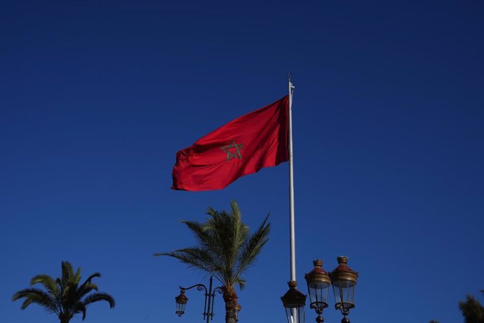 Archivo - Vista de una bandera de Marruecos  