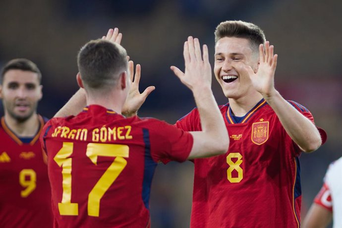 Archivo - Benat Turrientes of Spain celebrates a goal during International friendly match played between Spain U21 and Japan U21 at La Cartuja stadium November 18, 2022, in Sevilla, Spain.