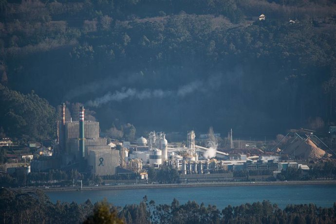 El complejo industrial de Ence en la Ría de Pontevedra, a 7 de febrero de 2023, en Pontevedra, Galicia (España). La sección quinta de la Sala de lo Contencioso-Administrativo del Tribunal Supremo ha estimado los recursos presentados por Ence y otras ent