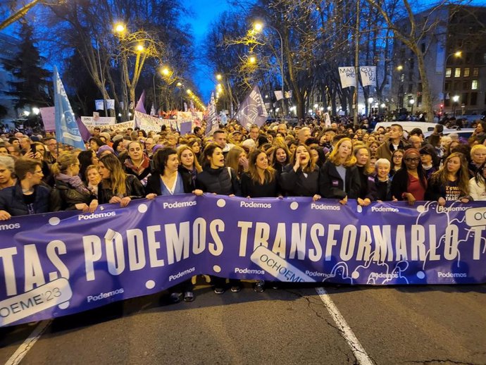 La ministra de Igualdad, Irene Montero, en la manifestación del 8M en Madrid