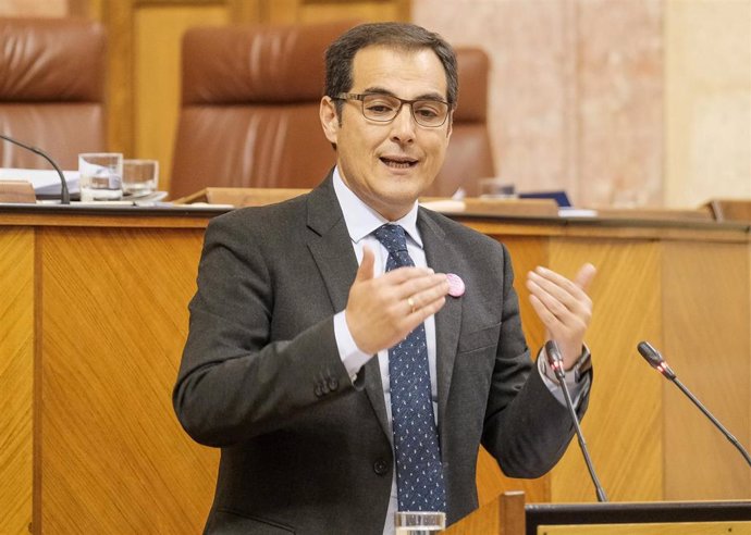 El consejero de Justicia, Administración Local y Función Pública, José Antonio Nieto, comparece en el Pleno del Parlamento andaluz.