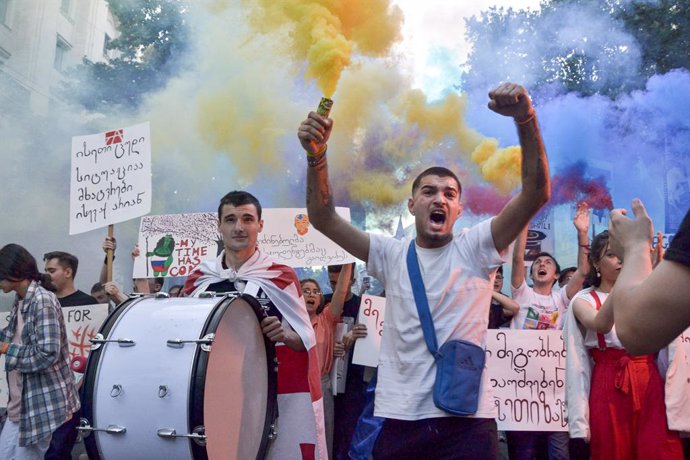 Archivo - Imagen de archivo de protestas contra el Gobierno de Georgia.