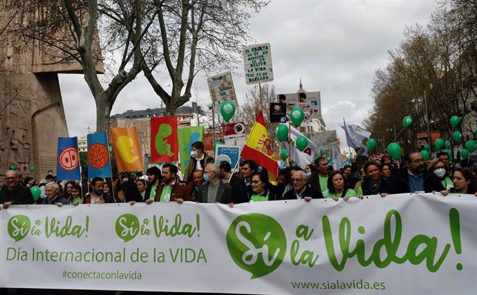 Archivo - Manifestación de la Plataforma Sí a la Vida de 2022.