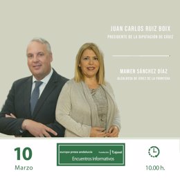 Cartel anunciador del encuentro informativo de Europa Press Andalucía con el presidente de la Diputación de Cádiz, Juan Carlos Ruiz Boix, en Jerez el próximo 10 de marzo