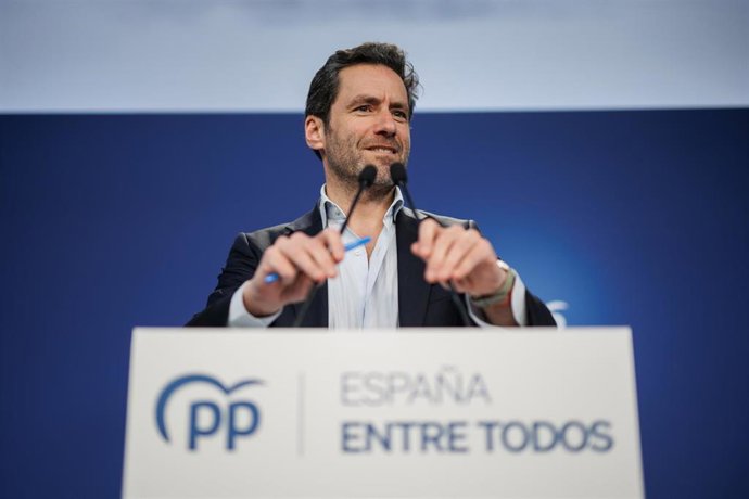 El portavoz del comité de campaña del PP, Borja Sémper, durante una rueda de prensa posterior a la reunión del Comité de Dirección del Partido Popular, a 13 de febrero de 2023, en Madrid (España). 