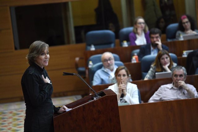 La diputada en la Asamblea de Madrid por Más Madrid Tania Sánchez anuncia que deja su formación, durante una sesión plenaria, en la Asamblea de Madrid, a 9 de marzo de 2023, en Madrid (España). 