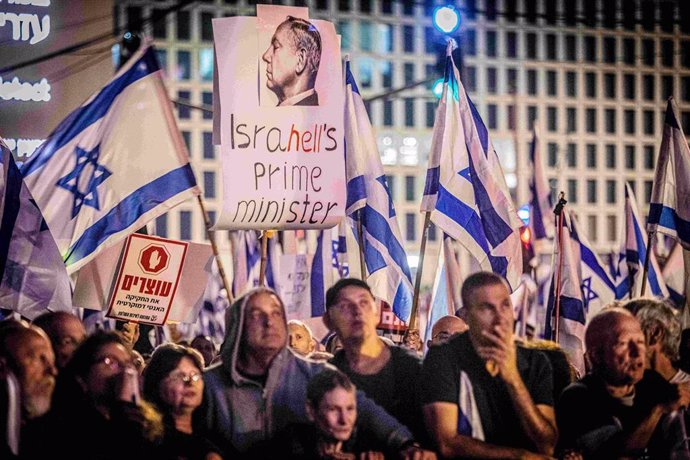 Imagen de archivo de las protestas contra la reforma judicial en Israel.