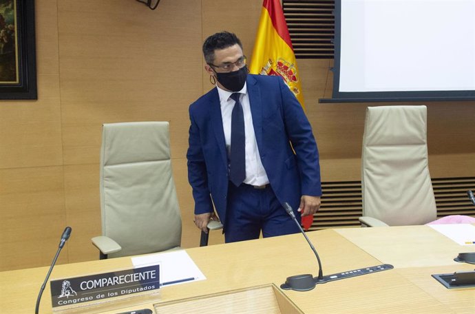 Archivo - El que fuera chófer del extesorero del PP Luis Bárcenas, Sergio Ríos, en la Comisión de Investigación sobre la utilización de medios de Interior para favorecer al PP y anular pruebas en casos de corrupción, a 20 de mayo de 2021, en la Sala Pr