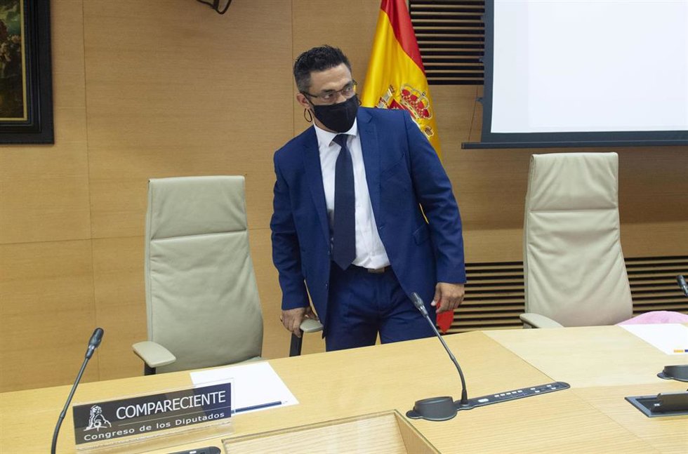 Archivo - El que fuera chófer del extesorero del PP Luis Bárcenas, Sergio Ríos, en la Comisión de Investigación sobre la utilización de medios de Interior para favorecer al PP y anular pruebas en casos de corrupción, a 20 de mayo de 2021, en la Sala Pr