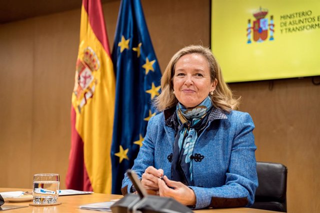 La vicepresidenta segunda y ministra de Asuntos Económicos y Transformación Digital, Nadia Calviño, en la sede del Ministerio, a 9 de marzo de 2023, en Madrid (España).