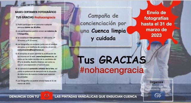 La candidatura del Partido Popular al Ayuntamiento de Cuenca ha lanzado el certamen fotográfico "Tus gracias #nohacengracia"
