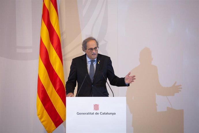 Archivo - El expresidente de la Generalitat, Quim Torra, durante el acto de presentación del informe del grupo de trabajo 'Catalunya 2022', a 10 de junio de 2021, en Barcelona, Catalunya (España).