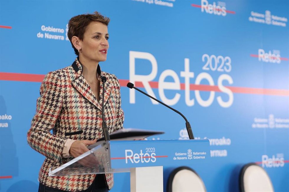 La presidenta Chivite, durante su intervención