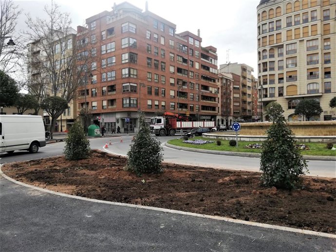 Obras en la Plaza Murrieta de Logroño