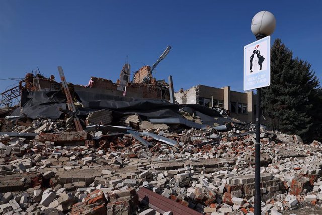 Inmuebles destruidos por los ataques en Guliaipolé, Ucrania