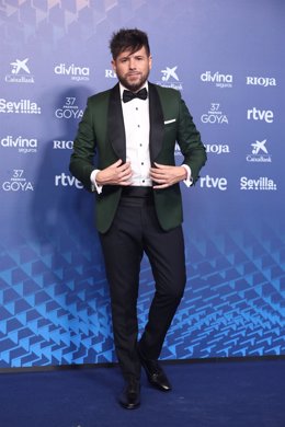 El cantante Pablo López posa en la alfombra roja previa a la gala de la 37 edición de los Premios Goya.