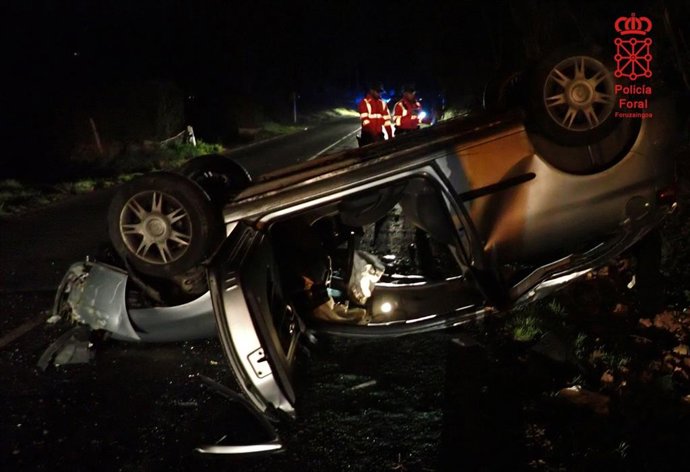 Vehículo accidentado en Elizondo.