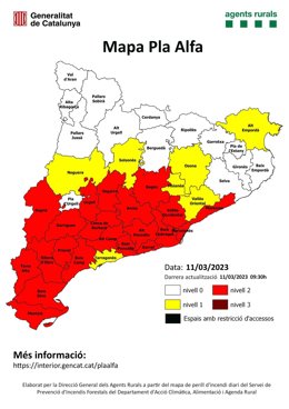 Comarcas afectadas por el Plan Alfa este sábado 11 de marzo