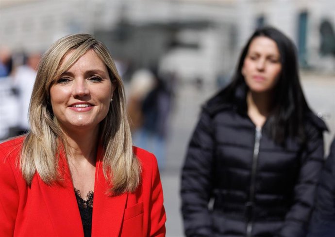 La portavoz nacional de Ciudadanos, Patricia Guasp, en la Plaza de las Cortes.