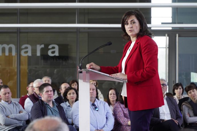 Concha Andreu, durante su intervención en el acto de presentación de la candidatura del PSOE al Parlamento de La Rioja