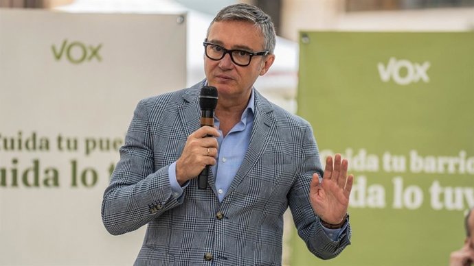 El portavoz parlamentario de Vox en Andalucía, Manuel Gavira, este sábado en un acto en Huelva.
