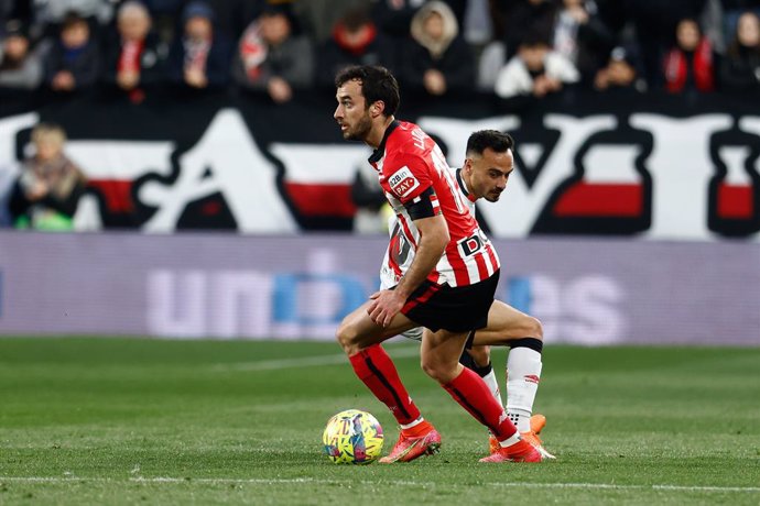 Inigo Lekue of Athletic Club in action during the Spanish League, La Liga Santander, football match played between Rayo Vallecano and Athletic Club de Bilbao at Estadio de Vallecas on March 05, 2023, in Madrid, Spain.