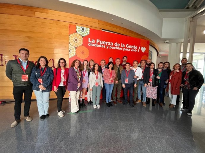 Delegación del PSOE de Jaén en la Convención Municipal del PSOE de Andalucía en Huelva.