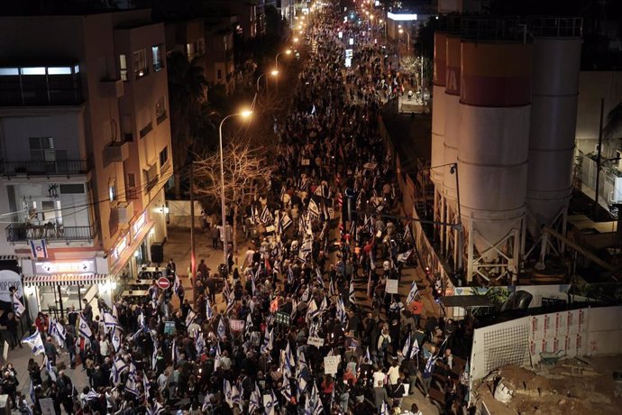 Manifestación contra la reforma judicial en Tel Aviv, Israel