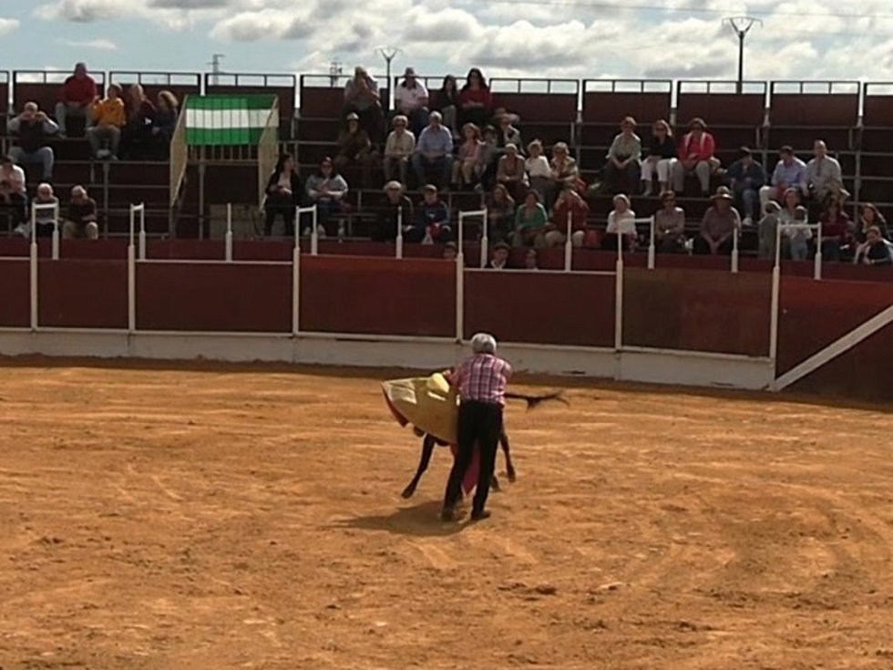 JOSÉ ORTEGA CANO TOREA UNA VAQUILLA EN VILLALBA DE ALCOR, SEVILLA