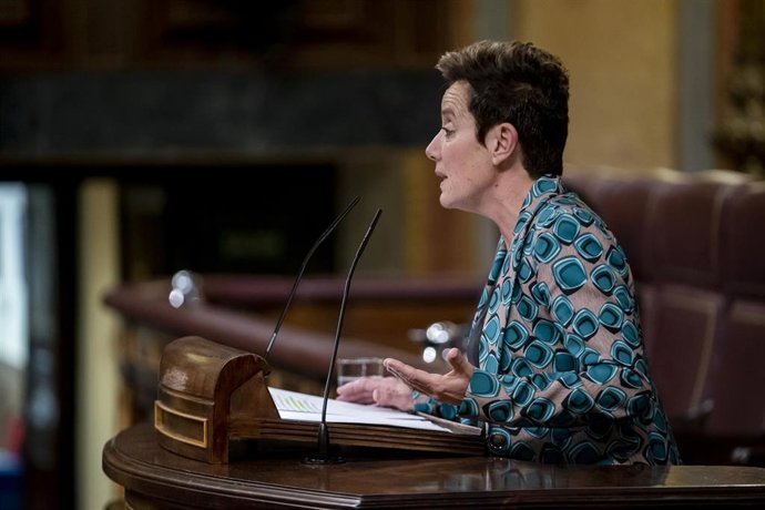 La diputada de Bildu Isabel Pozueta interviene durante una sesión plenaria, en el Congreso de los Diputados.