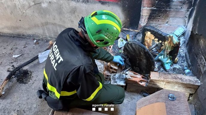 Els agents rurals treballant a la zona on s'hauria produt el foc