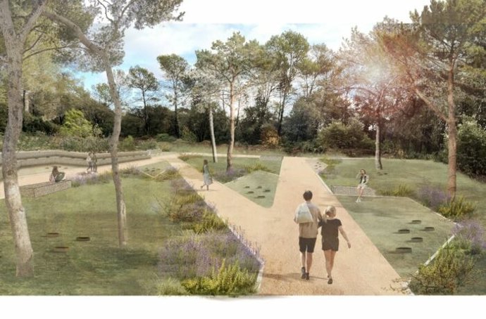 Recreació de l'espai del cementiri per a les cendres d'animals de companyia de Barcelona