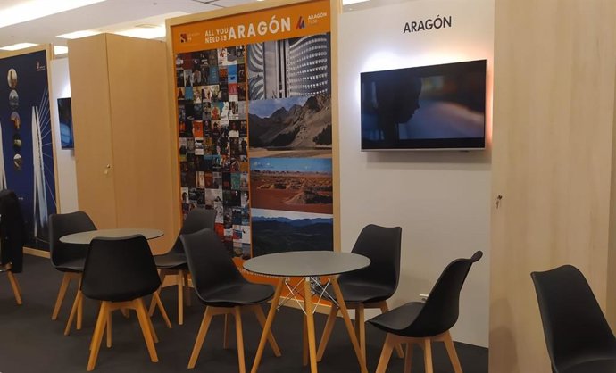 Stand de Aragón TV y Aragón Film Commission en el Málaga Festival Industry Zone (MAFIZ), dentro del Festival de Málaga.
