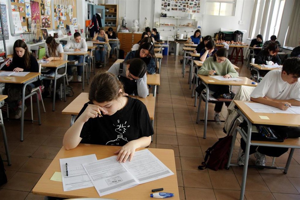 Los alumnos durante una de las pruebas