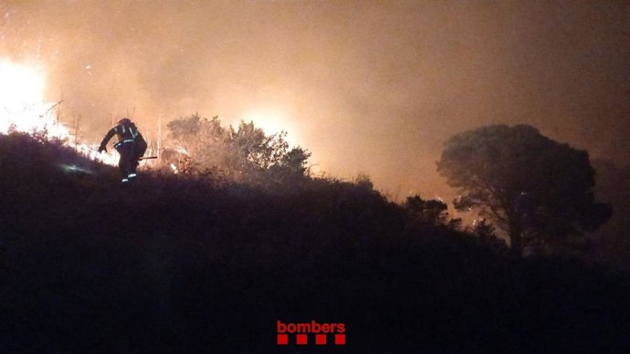 Un efectivo de Bombers trabaja en el incendio de Selva del Camp (Tarragona), ya estabilizado