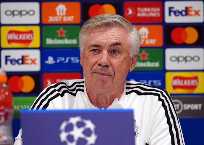 El entrenador del Real Madrid, Carlo Ancelotti, en rueda de prensa de la Liga de Campeones