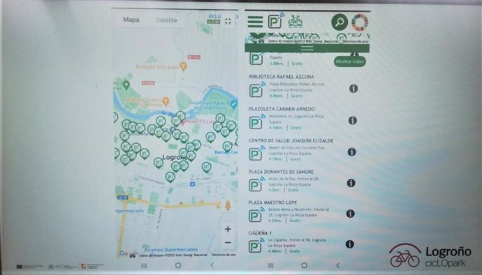 Mapa de algunas de las ubicaciones del cicLOpark en Logroño
