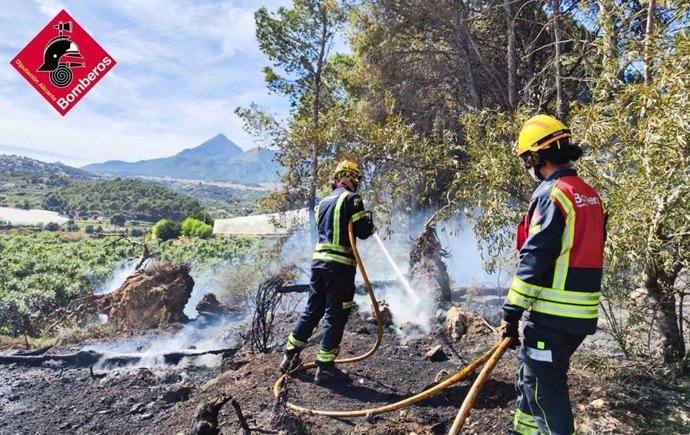 Estabilizan un incendio forestal que ha calcinado 1.400 metros de pinar en Callosa d'en Sarri