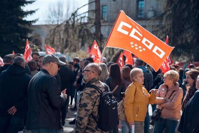 Banderín de CCOO en una manifestación, en una imagen de archivo.