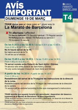 Avís de Tram Barcelona per les afectacions 