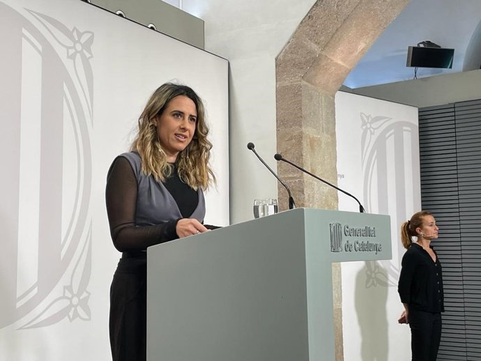 La portavoz del Govern, Patrícia Plaja, en una rueda de prensa este martes tras el Consell Executiu.