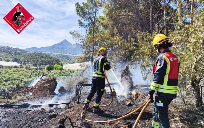 Estabilizan un incendio forestal que ha calcinado 1.400 metros de pinar en Callosa d'en Sarri