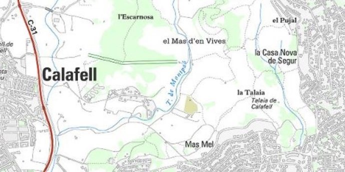 Imagen de la zona afectada por el incendio de Calafell (Tarragona)