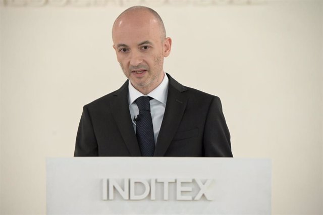 El consejero delegado de Inditex, Óscar García Maceiras, durante la presentación de los resultados del Grupo